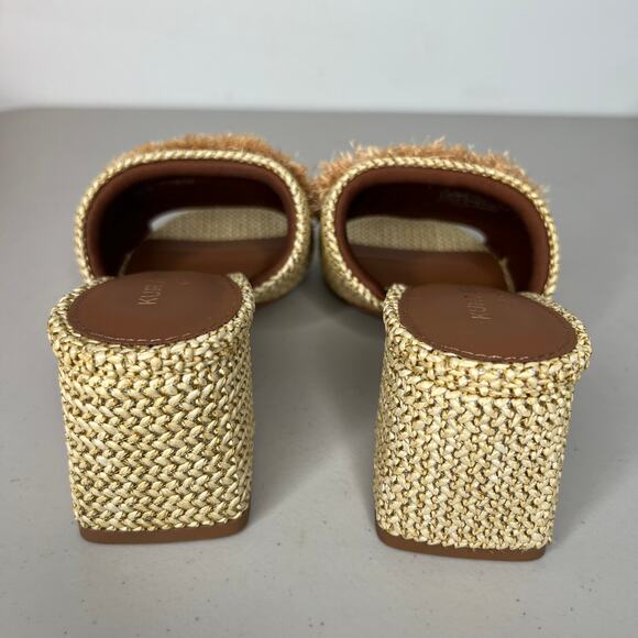 Kurt Geiger Heel Evil Eye Raffia Block Heel Slide Sandals Size 37/US 7 - Picture 5 of 9